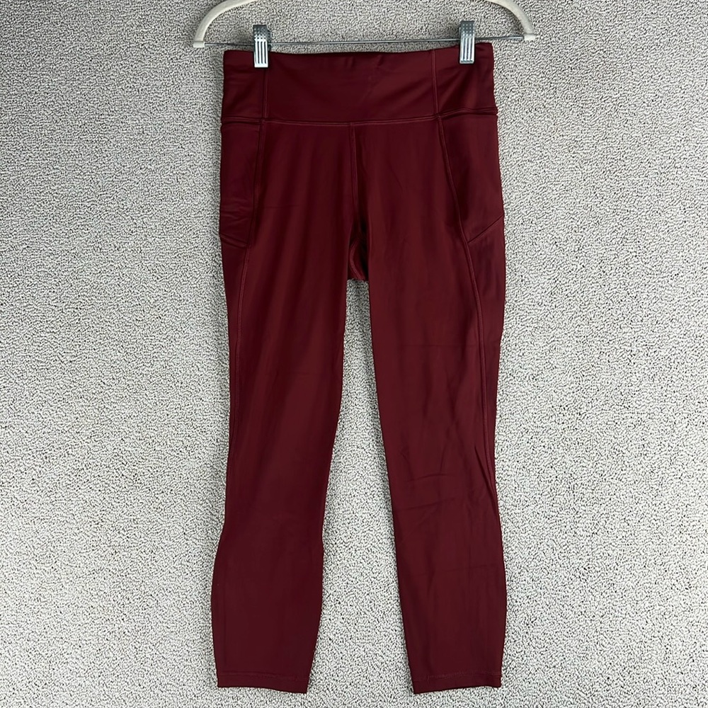 Lululemon Leggings Adjustable Waist Womens Size 6 Maroon Running Workout Pants